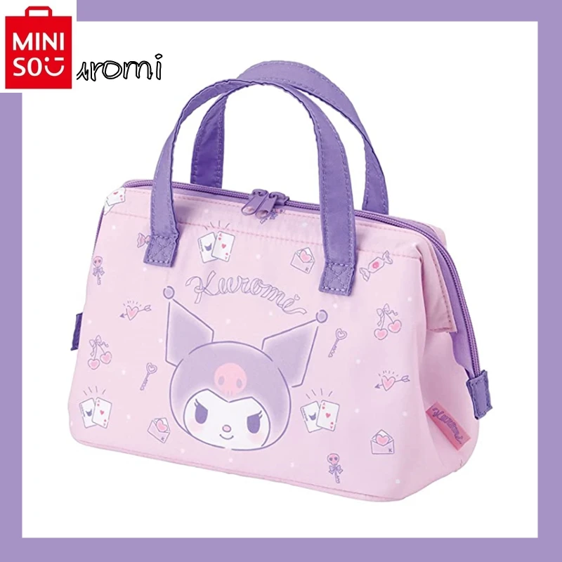 

MINISO 2024 Fashion New Cute Cartoon Kuromi Large Capacity Insulated Bag Multi functional Storage Mommy Bag