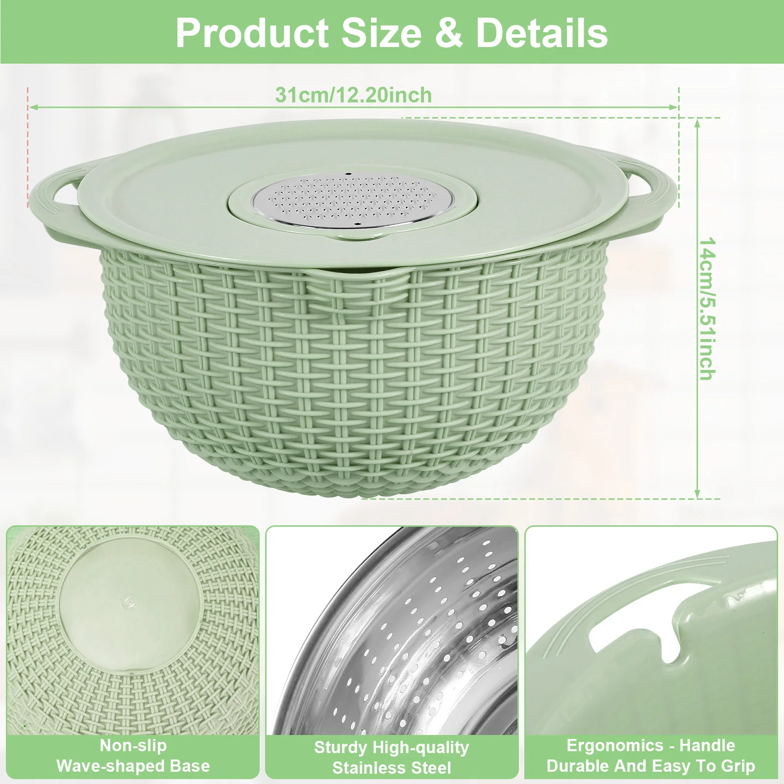 Rice Sieve Plastic Colander Kitchen Drain Basket Vegetables Fruits Washing Storage Basket Food Strainers Bowl Kitchen Tools