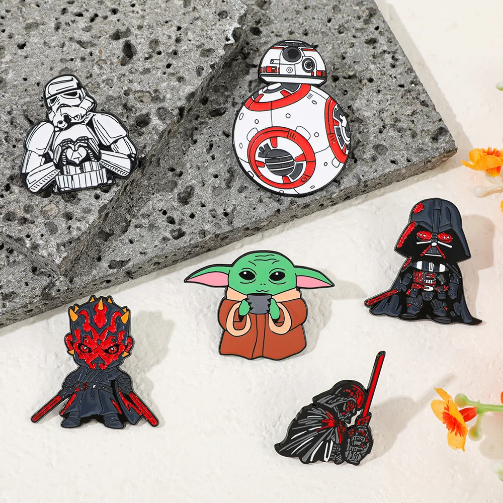6pcs Star Wars Enamel Pins Set Retro Brooches Badges for Backpacks Jackets Hats Cool Collection Gift for Fans Cosplay Accessorie - view 2