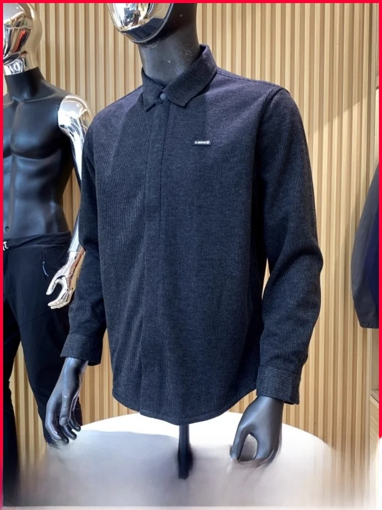   Lã de acetato masculino longo sve irt confortável deslocamento busin casual suporte ajuste botão acima calor primavera outono