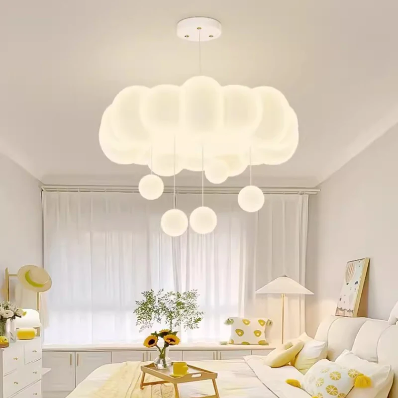 Modern Children\'s Room Chandeliers Romantic Cloud Lamps LED Minimalist Warm Boy Girl Bedroom Decor Chandelier Indoor Lighting