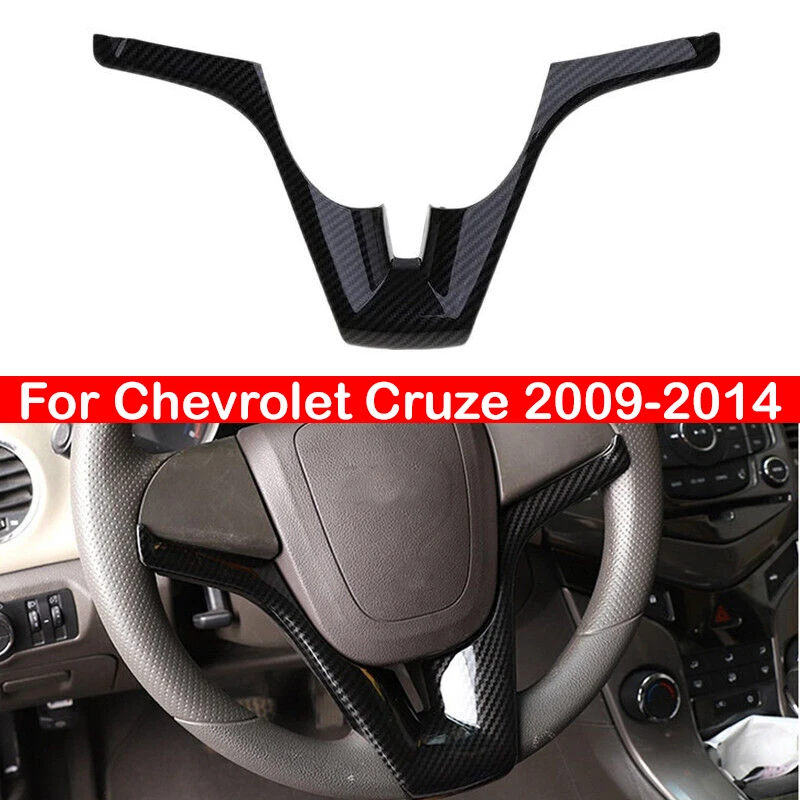 For Chevrolet Cruze 2009-2014 ABS Carbon Fiber Car Interior Steering Wheel Frame Trim Center Cover Panel Sticker Accessories