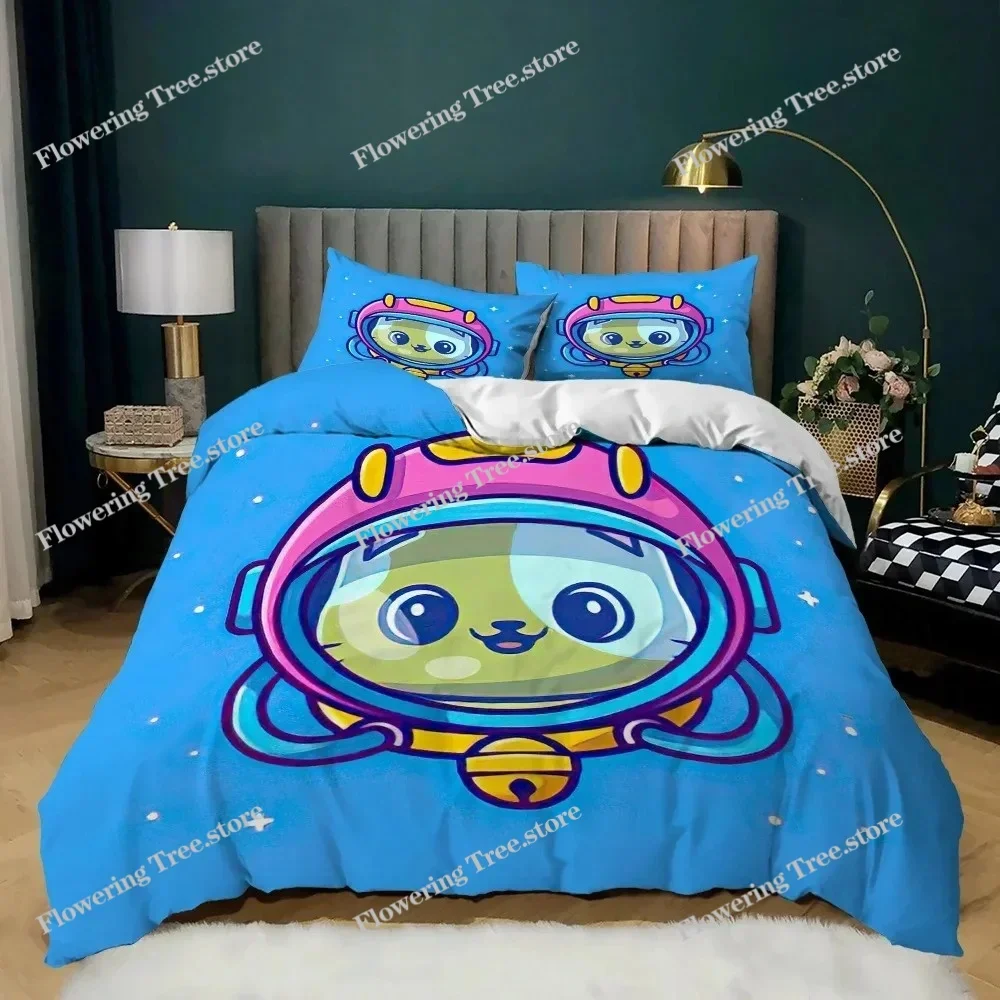 Cartoon Animal Duvet Cover Microfiber Pig Astronaut Red Bedding Set Space Universe Animal Theme King Quilt Cover