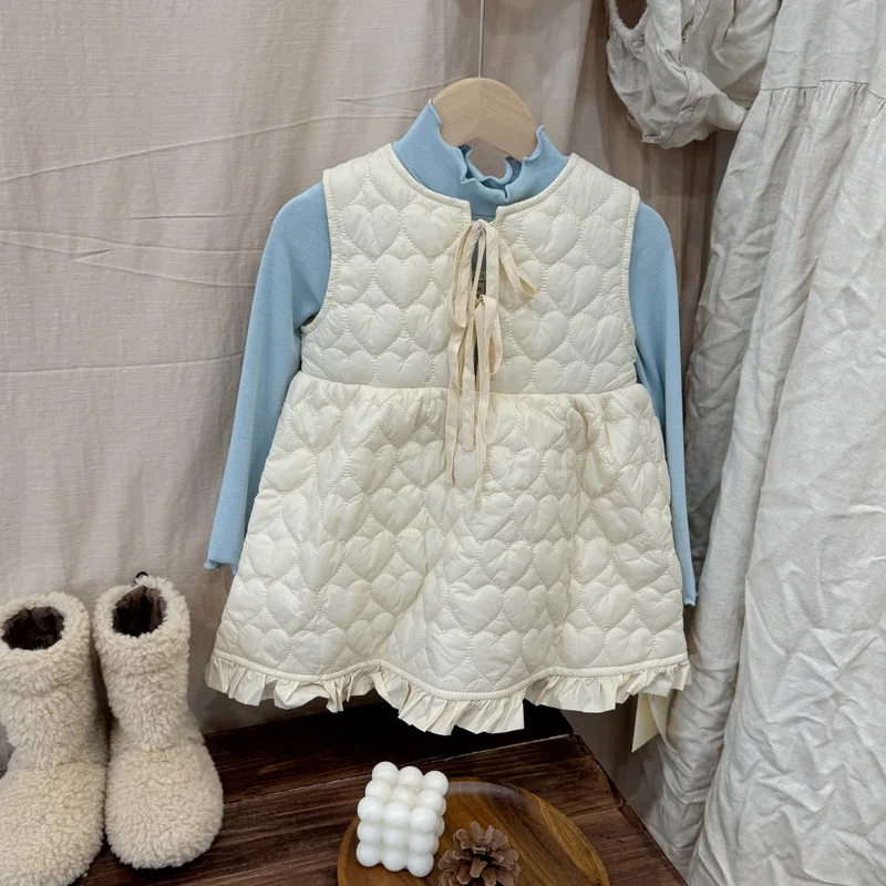 

2025 Winter New Children Sleeveless Casual Dress Girls Cotton Padded Dress Kids Plus Velvet Thick Dress Baby Girl Vest Dress