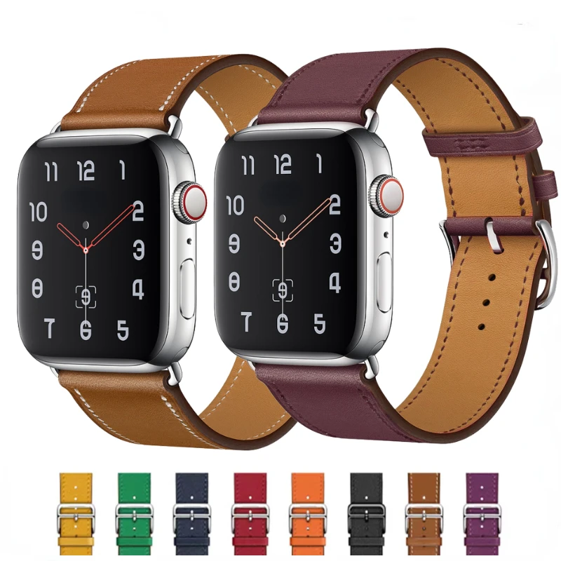 

Кожаный ремешок для Apple watch band, браслет для iWatch Series Ultra 8 7 6 5 4 3 SE, 45 мм 44 мм 42 мм 41 мм 40 мм 38 мм