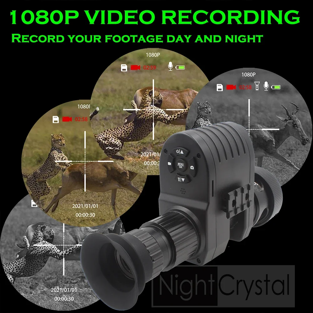 Megaorei M4A 1080P HD Monocular Night Vision Scope Attachment Hunting Camera with 850nm 940nm IR Flashlight & OLED Screen