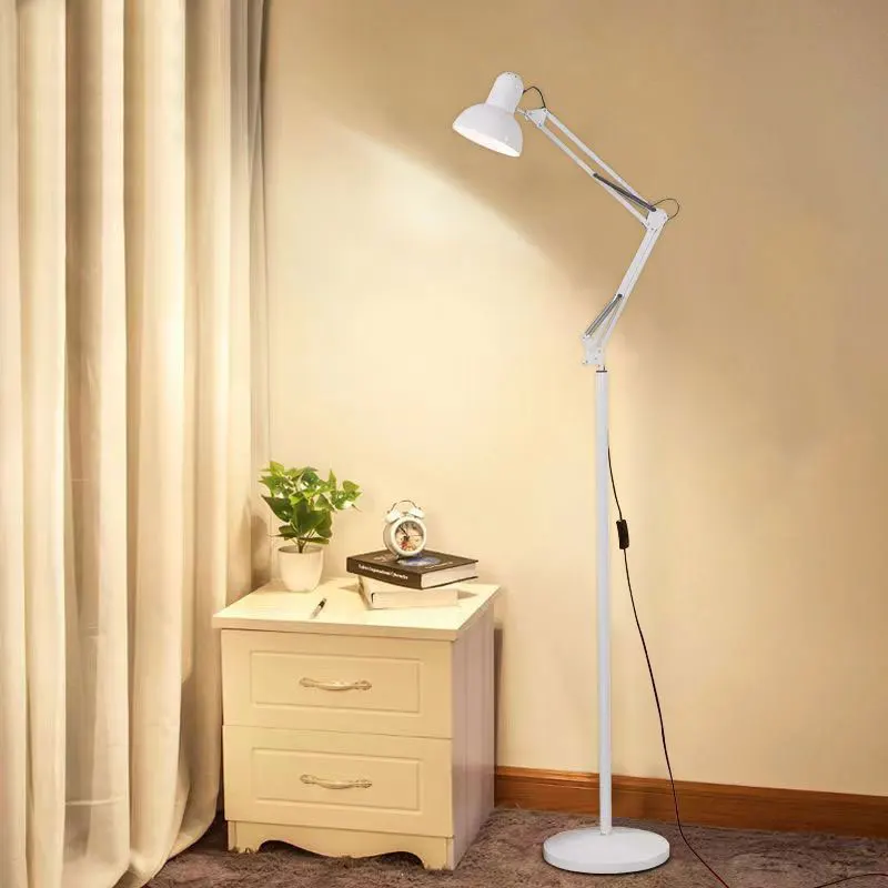 American Style Iron Adjustable Floor Lamp Living Room Study Bedroom Personalized Bedside Decoration Floor Lamp Long Arm Lamp