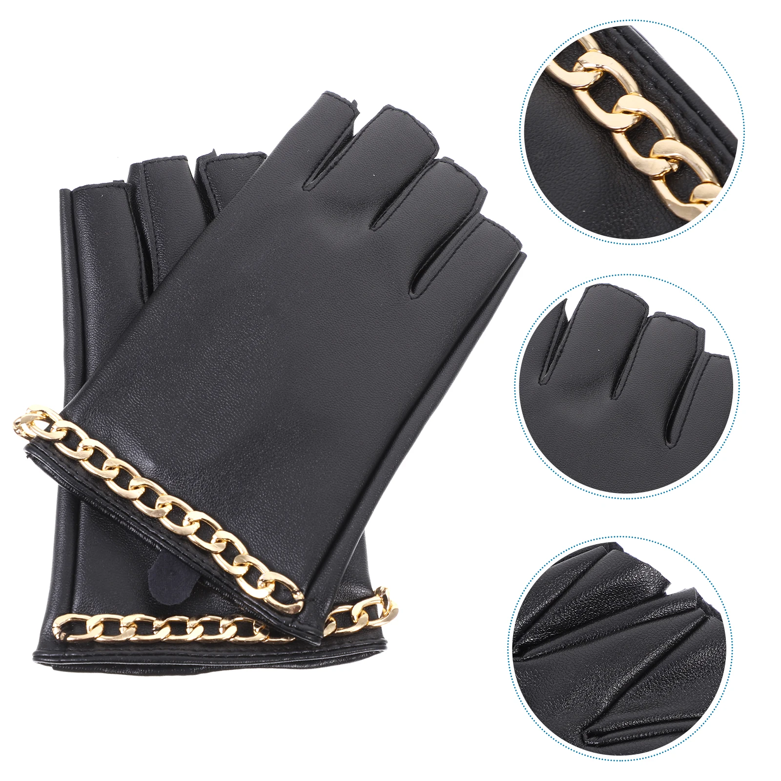 

1 Pair Half Finger Gloves Punk Goth Black Fingerless Gloves Women Cool Breathable Cosplay Halloween Accessories