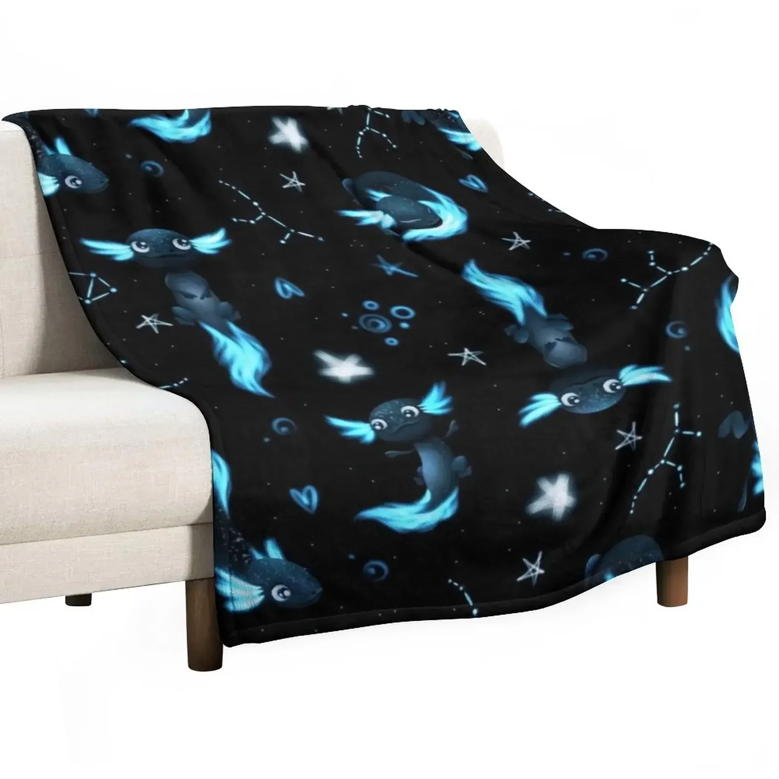 

Cute black axolotls pattern, gift for axolotl lover Throw Blanket Summer Beddings sofa bed Blankets