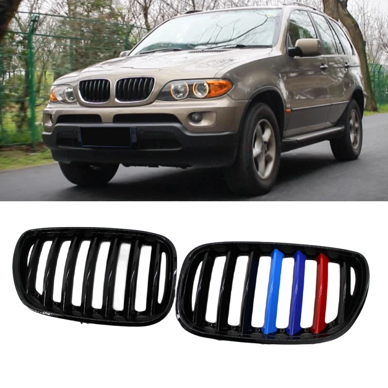 

For BMW X5 E53 Car Front Kidney Grill Gloss Black Grilles M Grille Racing Grills Accessories 99-06 Auto Grills Replacement