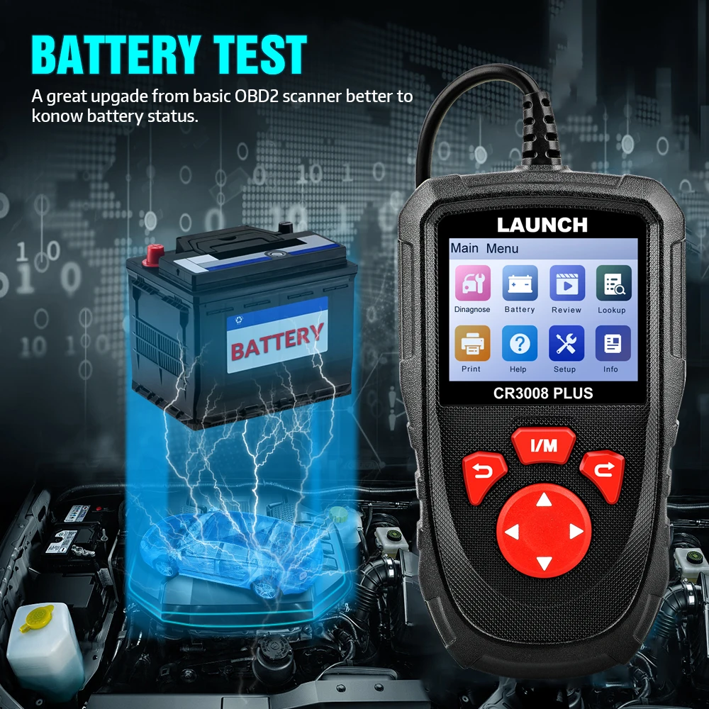 Launch-X431 CR3008 Além disso Ferramenta De Diagnóstico, OBD2 Scanner, OBD2 Completo, Motor De Suporte, Teste De Bateria, Atualização Gratuita