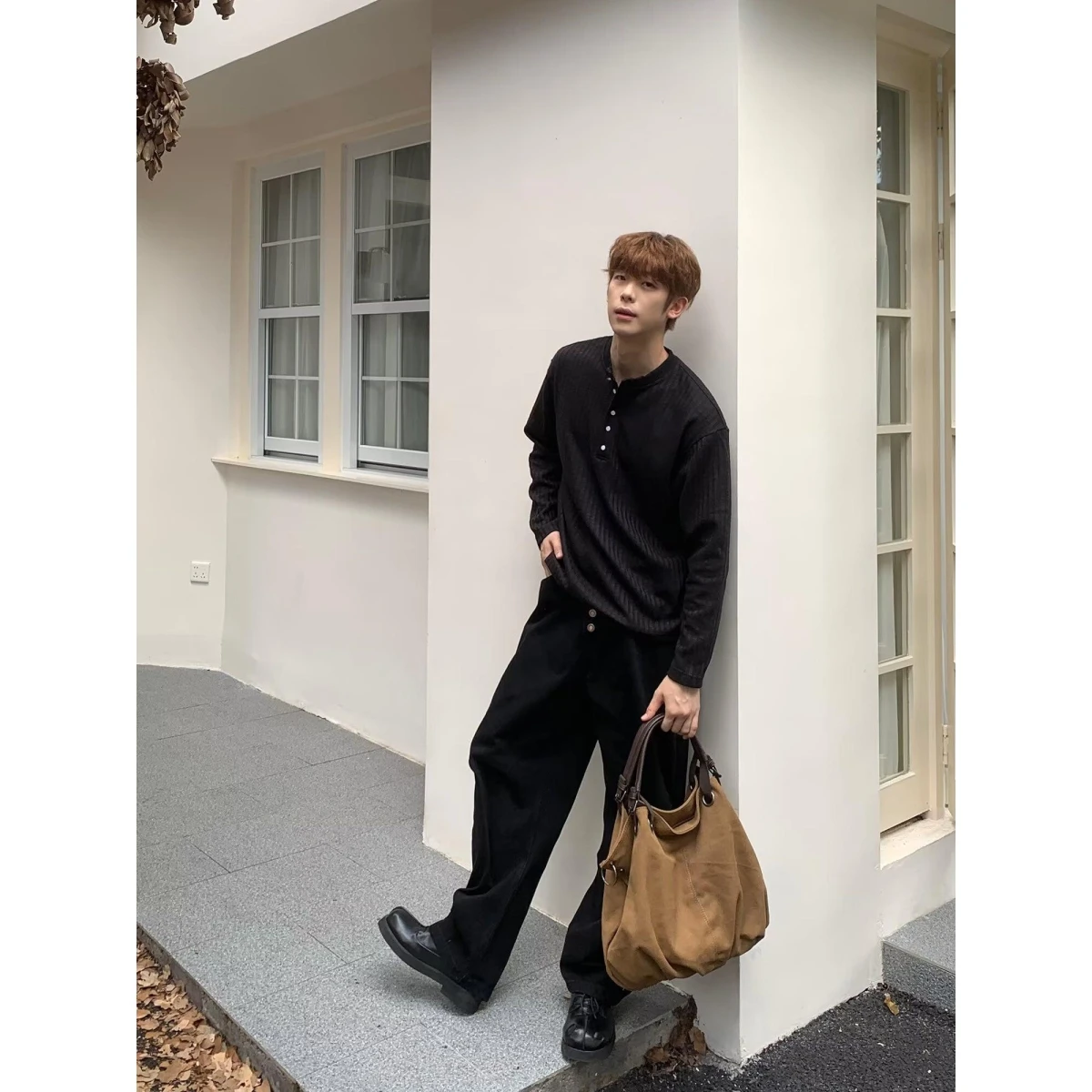 

Осень-зима, вязаный кардиган с v-образным вырезом, мужской повседневный свободный крой, однотонный свитер с ленивым рукавом, длинное пальто из мягкого полиэстера