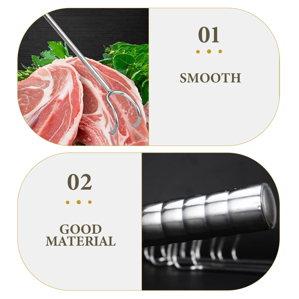 

Stainless Steel Meat Hook Heavy Duty Grill Flipper For Barbecue Roasting Turner Kitchen Butchering Camping Bbq Accessory