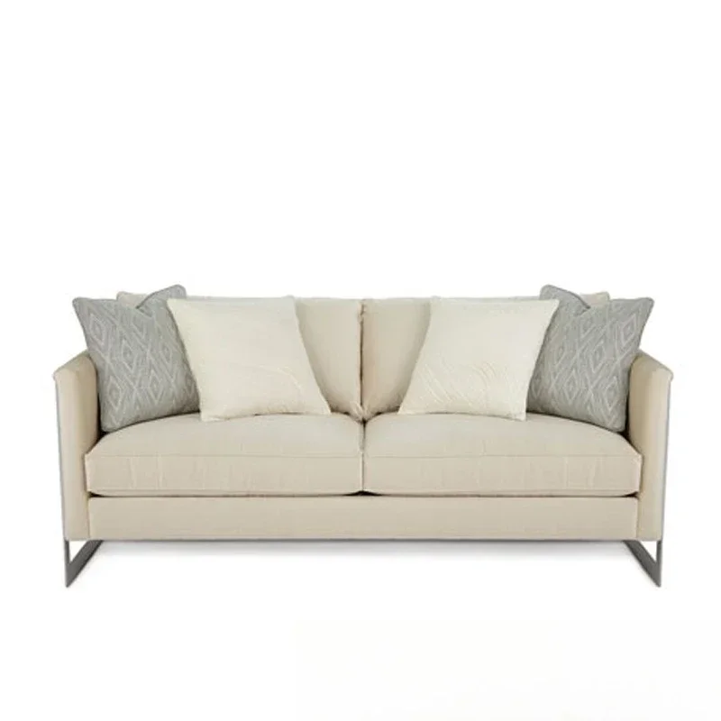 

Simple modern living room stainless steel fabric three-person sofa furniture cafe hotel lobby leisure sofa