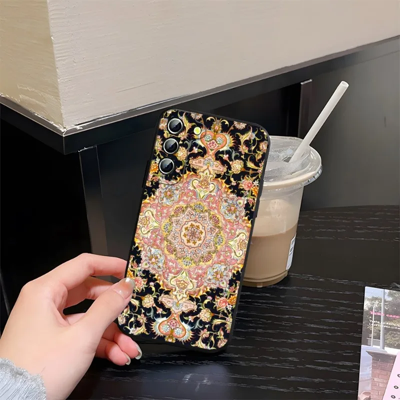 Persian Carpet Floral Pattern Phone Case For Samsung A53 A51 A14 A34 A52 A50 A33 A13 A22 A31 A54 A03S A21 A81 A24 Silicone Back image 5
