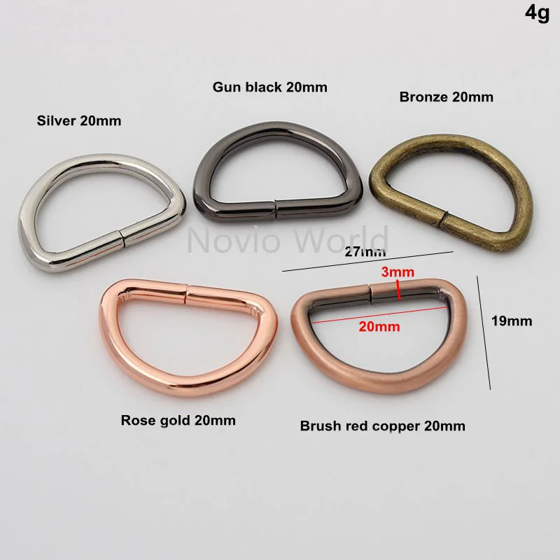 10-50 pieces 2 sizes 10-20mm 7 colors 3/8\'\' 3/4\'\' red copper color d ring for backpack opened d buckles purse accessories