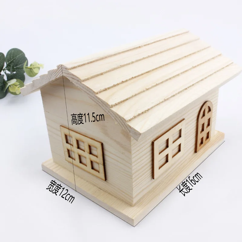 Wisdom Pine Wood House Piggy Bank, Wooden House-Shaped Money Box, Natural Wood Color Storage Box