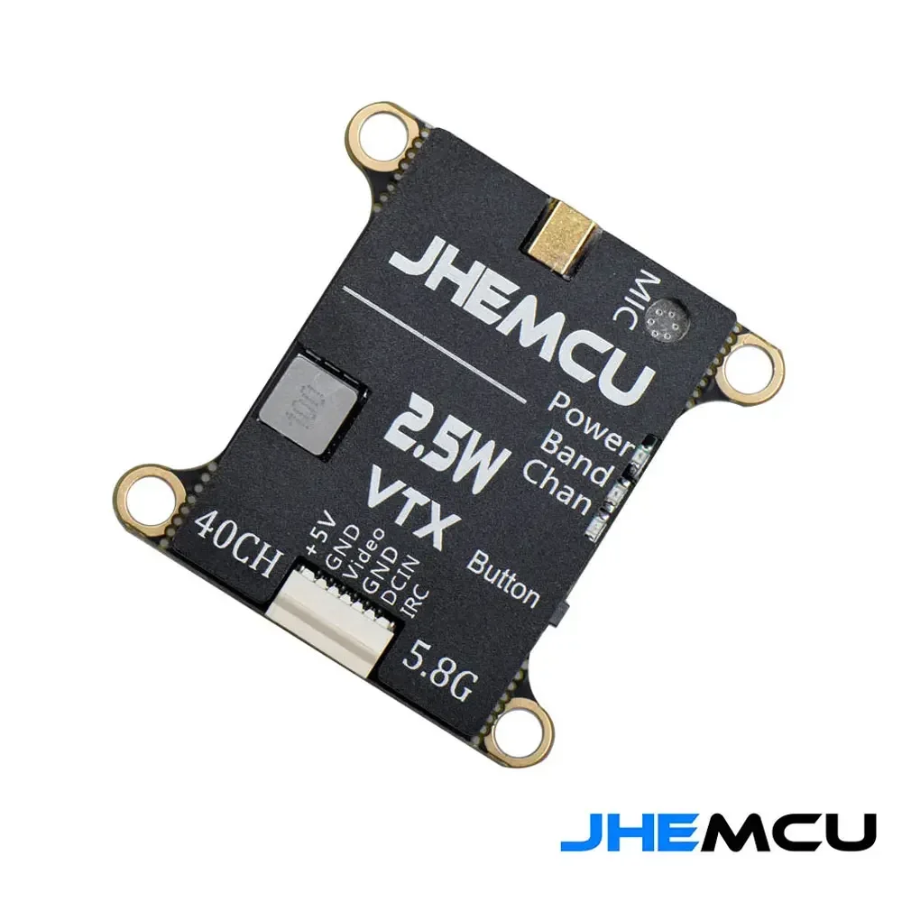 JHEMCU 2.5W VTX 5.8G 40CH Adjustable FPV Transmitter Built-in Microphone Heat Sink 2-6S 30X30mm for RC Airplane FPV Long Range