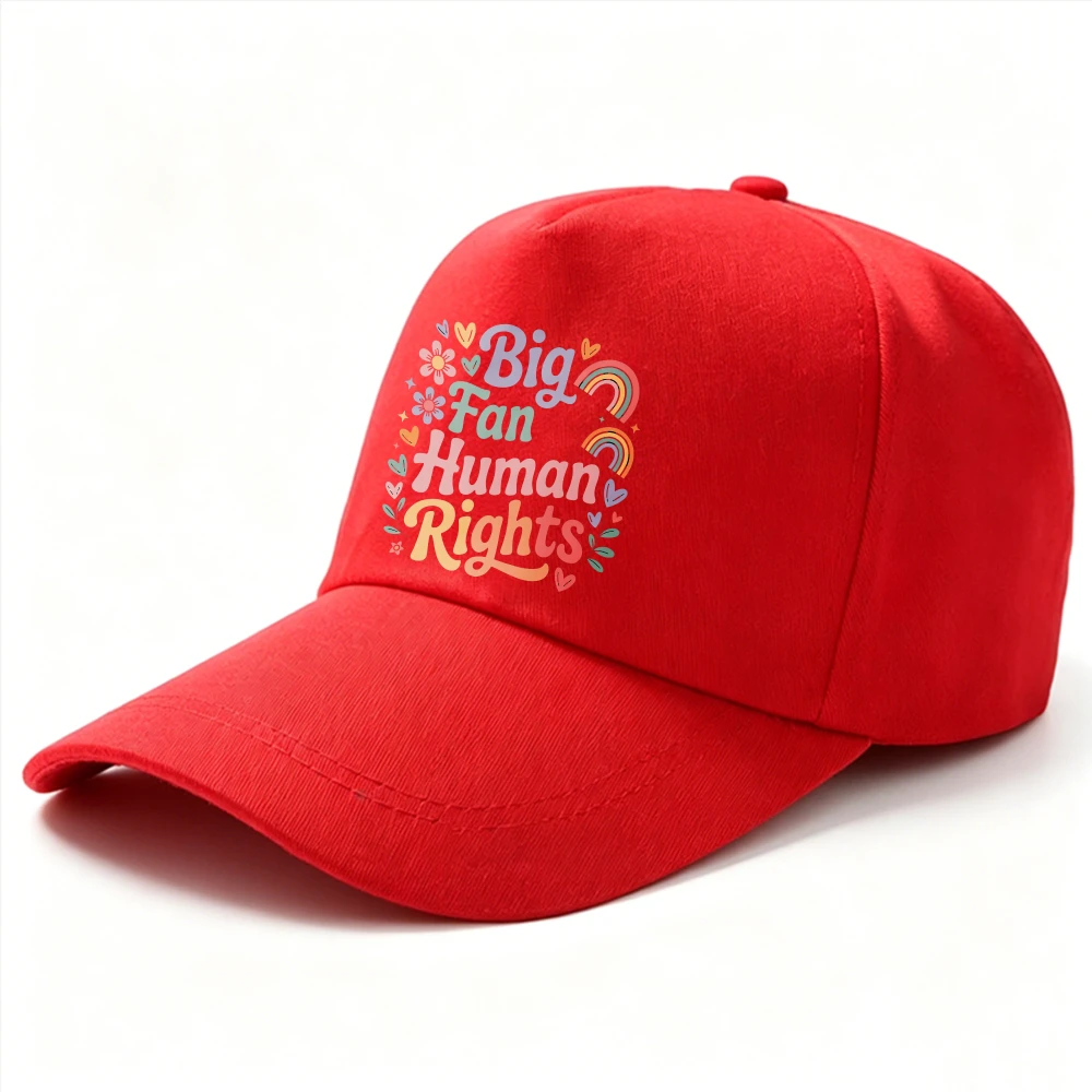 Big Fan Human Rights Pastel Rainbow Flower Heart Graphic Baseball Cap Equality Activist Casual Cotton Hat Gift Women Supporter