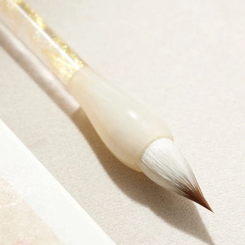 Gold Plated Acrylic Small Regular Script Calligraphy Brush for Practice Art Supply Fine Durable Lightweight Smooth Precision Tip