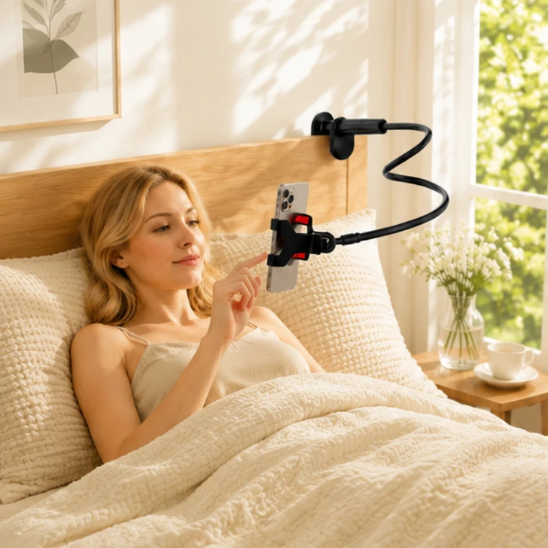 

70CM Flexible Phone Holder Clamp, Universal Long Arm Stand for Bedside and Desk, Compatible with iPhone, Xiaomi and Android Phon
