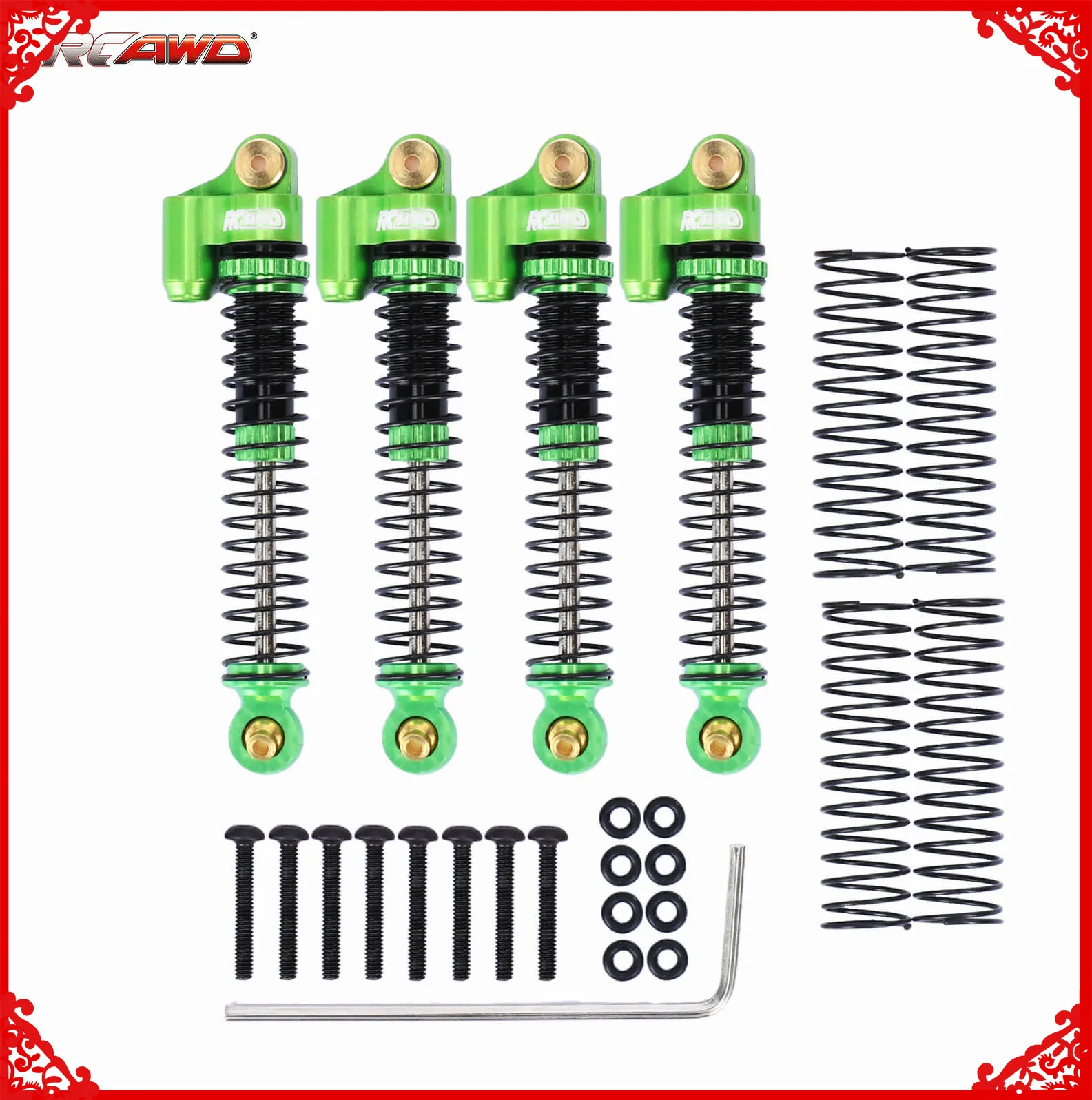 RCAWD full alloy 57mm front & rear shocks oil filled Type for Axial SCX24 crawlers upgrades parts