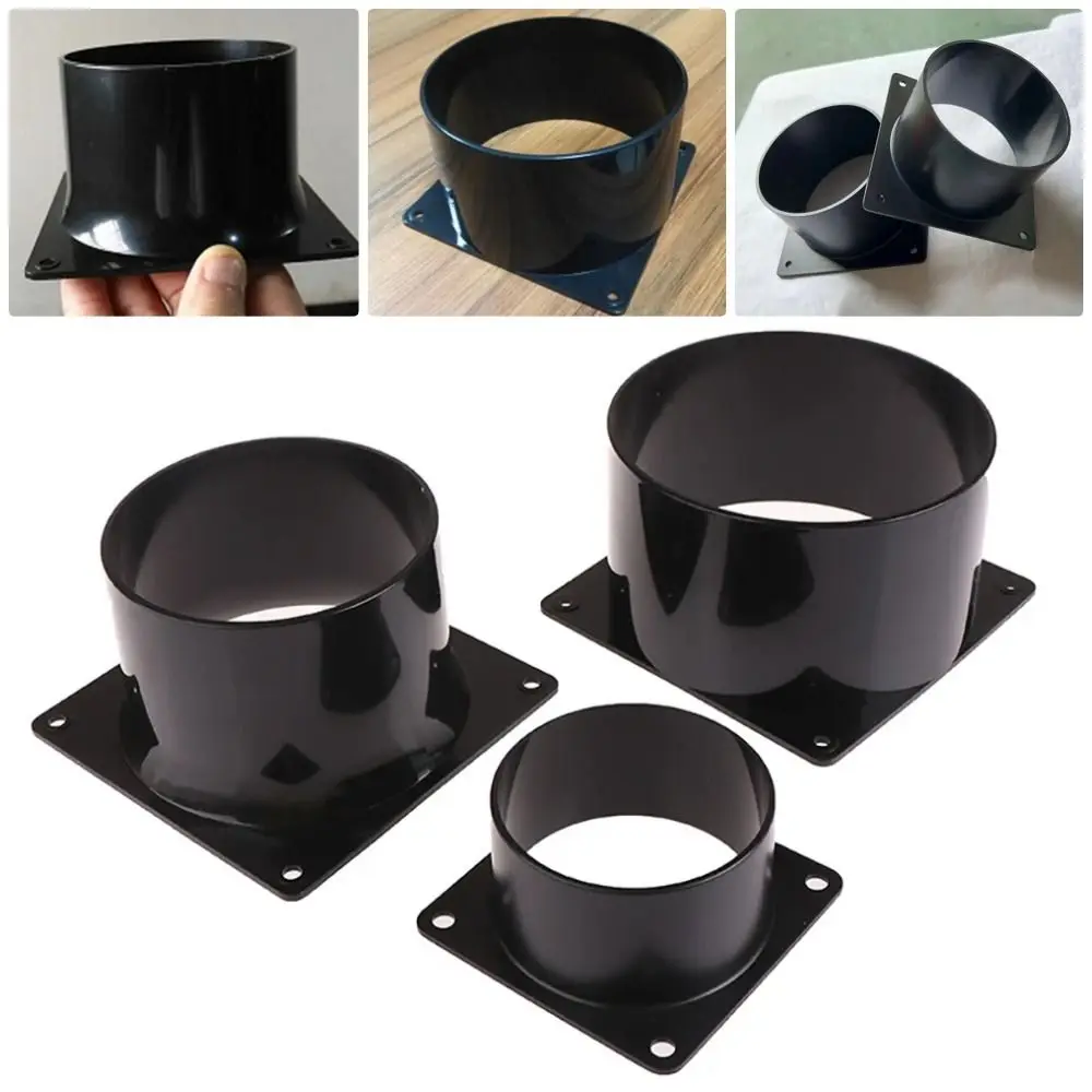 1Pcs 75/100/120/150mm Flange Connector Pipe Fitting Square Bottom Air Inlet And Outlet ABS Black Air Ducting Connection Flange