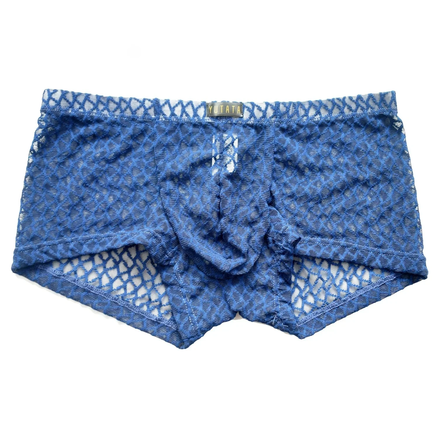 Men's Sexy See-Through Lace Boxer Briefs Transparent Mesh U Covnex Pouch Boxy Underwear Breathable Knicker Gay Erotic Underpants