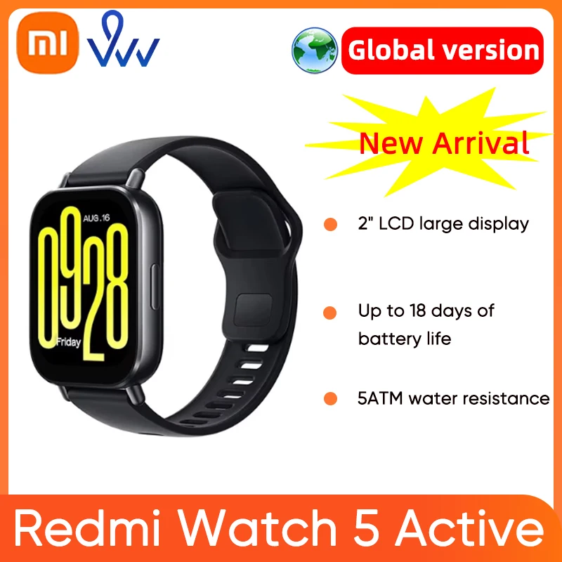 

Новая глобальная версия Xiaomi Redmi Watch 5 Active Smartwatch 2 "дисплей Bluetooth телефонный звонок 140+ спортивный режим 5ATM водонепроницаемый