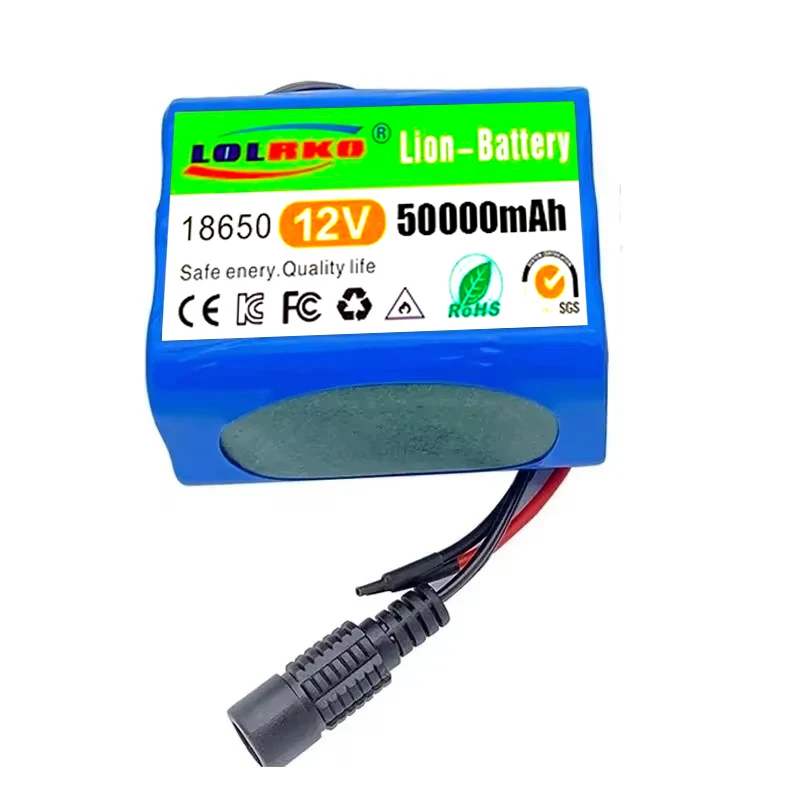 Batteries lithium rechargeables avec BMS, carte de protection, chargeur 50000 V, 12V, 18650 mAh, Eddie Ion, 50Ah, 12.6