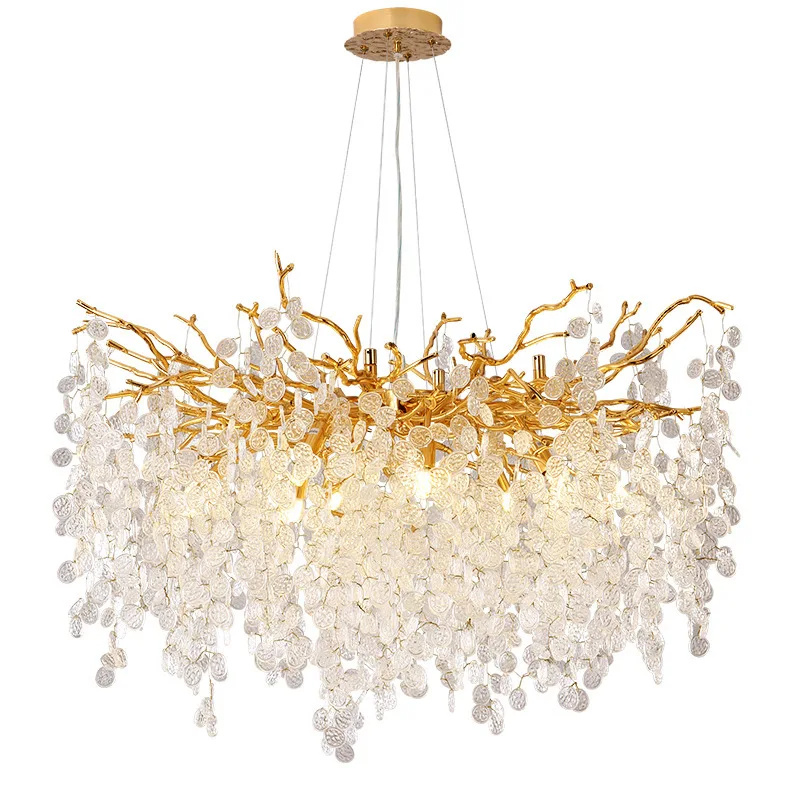 Foyer Vintage gold Crack glass Chandelier for Dressing room Bedroom Dining Room Living Room E14 110-240V led home decor Lighting