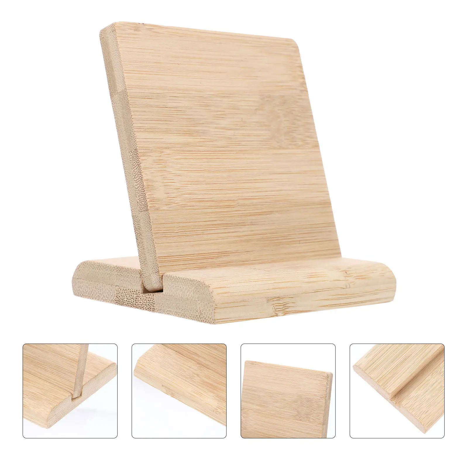 1Set Solid Bamboo Display Board with Non Slip Base for Price Tags Name Plates Payment Codes Instructions Signage Desktop Use