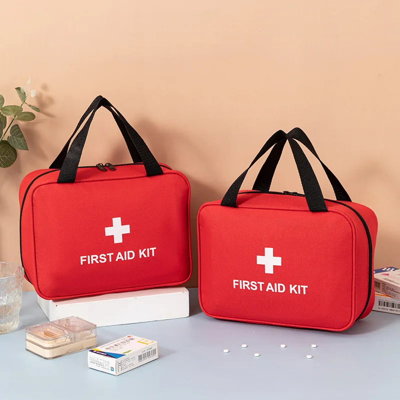 Portable First Aid Kit Small & Compact with Multiple Mesh Pockets Classified Storage for Outdoor Home Emergency Medical Bag