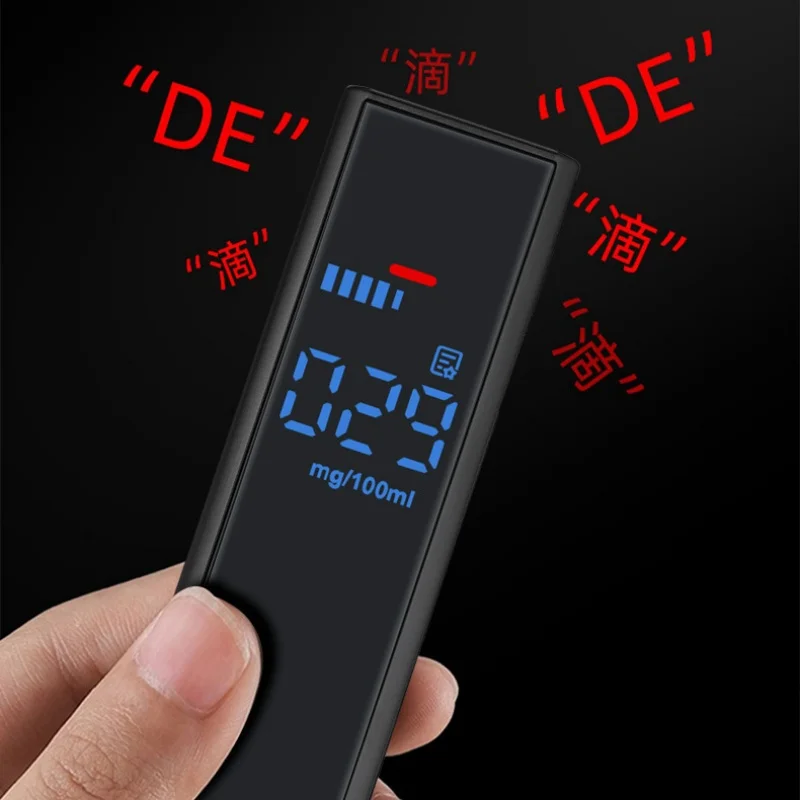 검은 알코올 테스터 전자 음주 측정기 LCD 디스플레이 충전식 음주 측정기 가정용 호흡 알코올 테스트 도구 썸네일 4