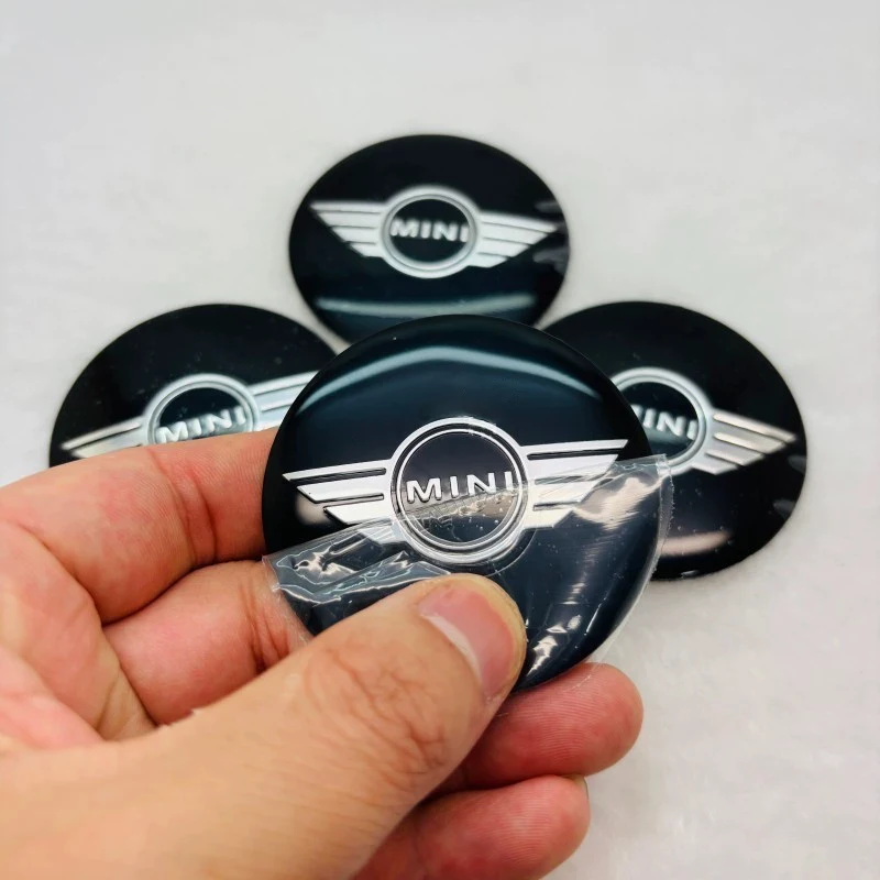 4 pegatinas para tapas centrales de rueda con emblema de coche, cubiertas de distintivo para llantas, para Mini F54 F55 F56 F57 F60 R50 R53 R55 R56 R57 R58 R59 R60 R61