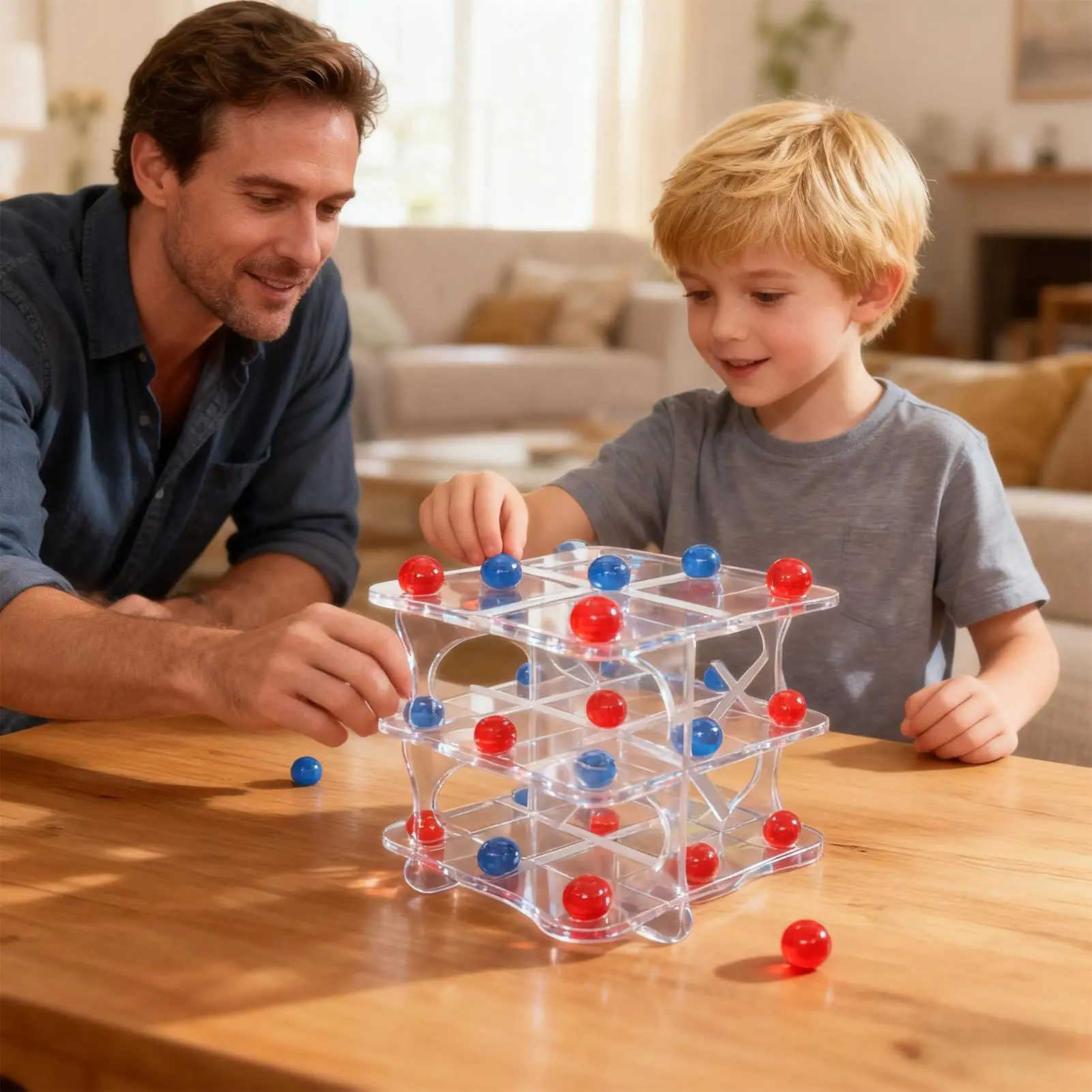 Travel Chess Set Educational Connection Toys 3D Connect 3 Ball Game For Over 4 Years Old Boy Girl Adult Youth Friend Student