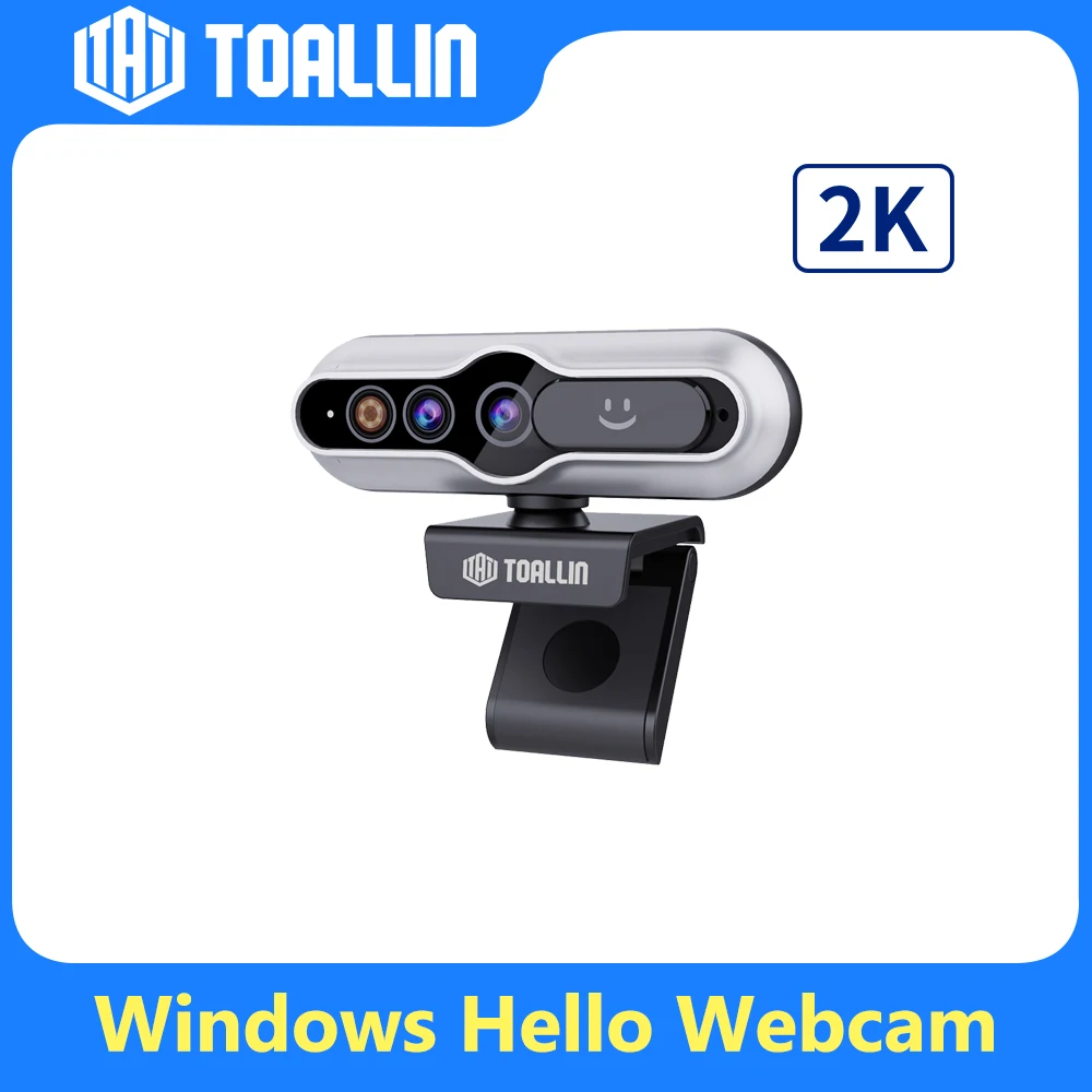 TOALLIN 2K 30fps Webcam Windows Hello mini Camera with Face Recognition Auto-Focus for Conferencing & Streaming mini Web Camera