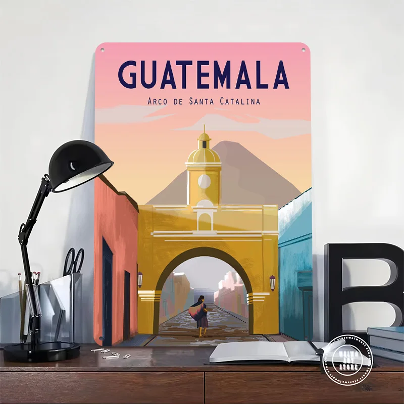 Antigua Guatemala Metal Poster Perfect Gift for Fans Lovers Personalized Wall Art Metal Sign for Room Decorating Interior Decor