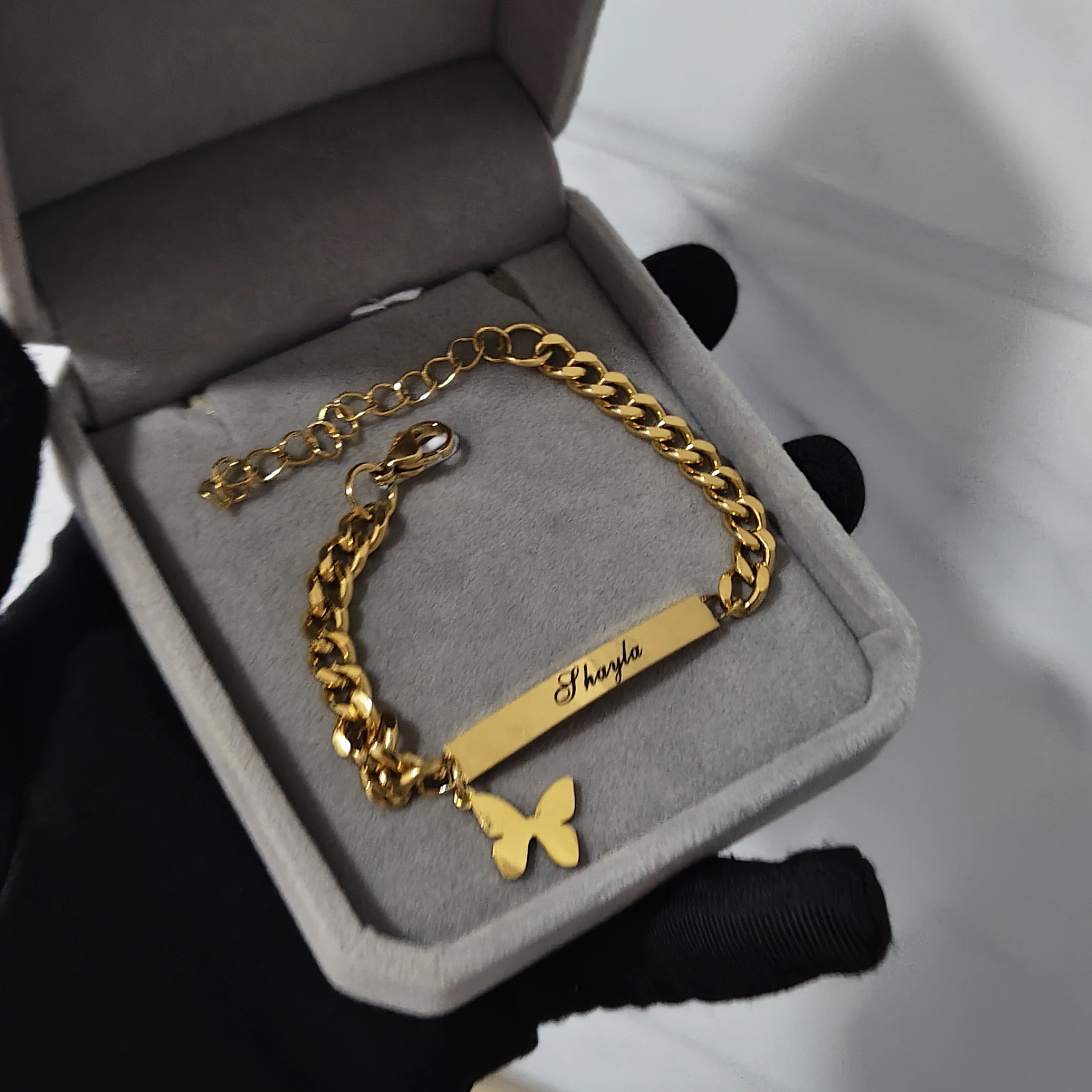 DHQH 2025 بالجملة اسم شخصي مجموعة رسالة مخصصة على شكل قلب قلادة فراشة سوار هدية عيد ميلاد مبيعات المصنع #6