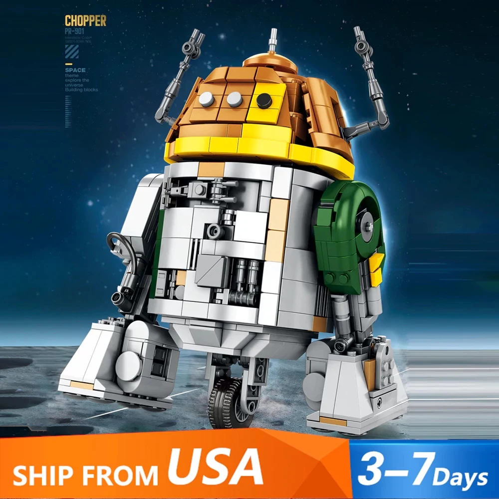 

MOC Movie Space War C1-10P Chopper Robot Building Blocks Mechanical combat Robots Figure Model DIY Assembly Toys Kid Gift 988pcs