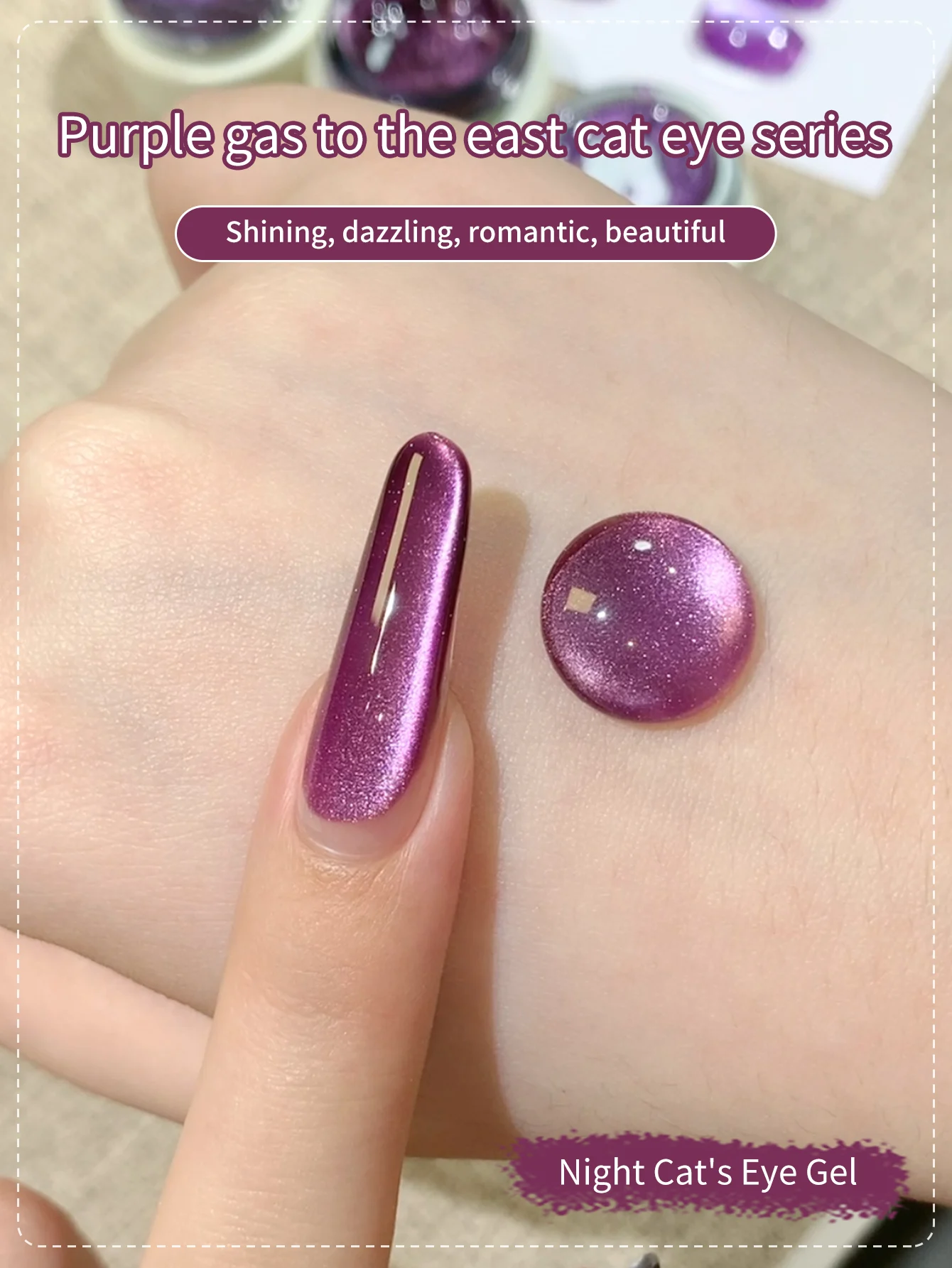 Set di smalti per unghie gel per occhi di gatto Sperking Crystal da 8 g (con magnete) Smalto gel magnetico a doppia lucentezza Dreamland Colore viola Soak Off UV