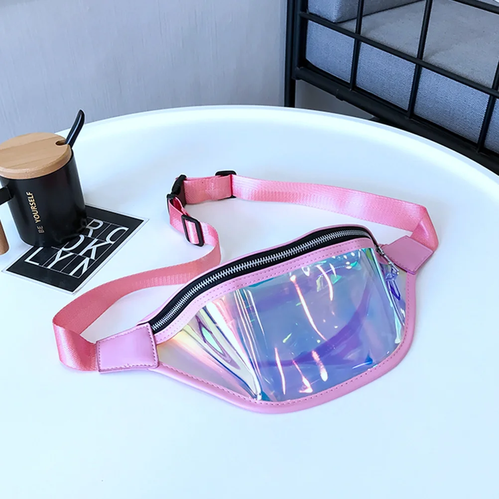 

Women Shiny Waist Pack Pink Reflective Chest Bag Sports Waist Bag Outdoor Travel Crossbody Fanny Pack Adjustable Elastic Band