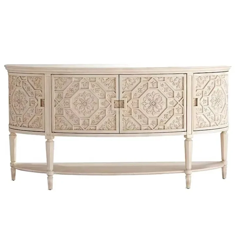 

High quality carved semi-circular arc decorative entrance side panel cabinet wood