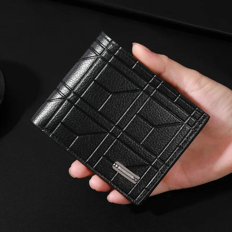 Mens Crocodile Pattern PU Leather Wallet - Multi-Card Slot, Business Style, Non-Braided, Solid Color, Ideal Gift for Men