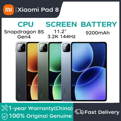 2025 Xiaomi Tablet Xiaomi Pad 8 11.2"144Hz 3.2K 4th Gen Snapdragon 8s HyperOS 3 9200mAh 45W Fast Charge  13MP+8MP Tablet PC