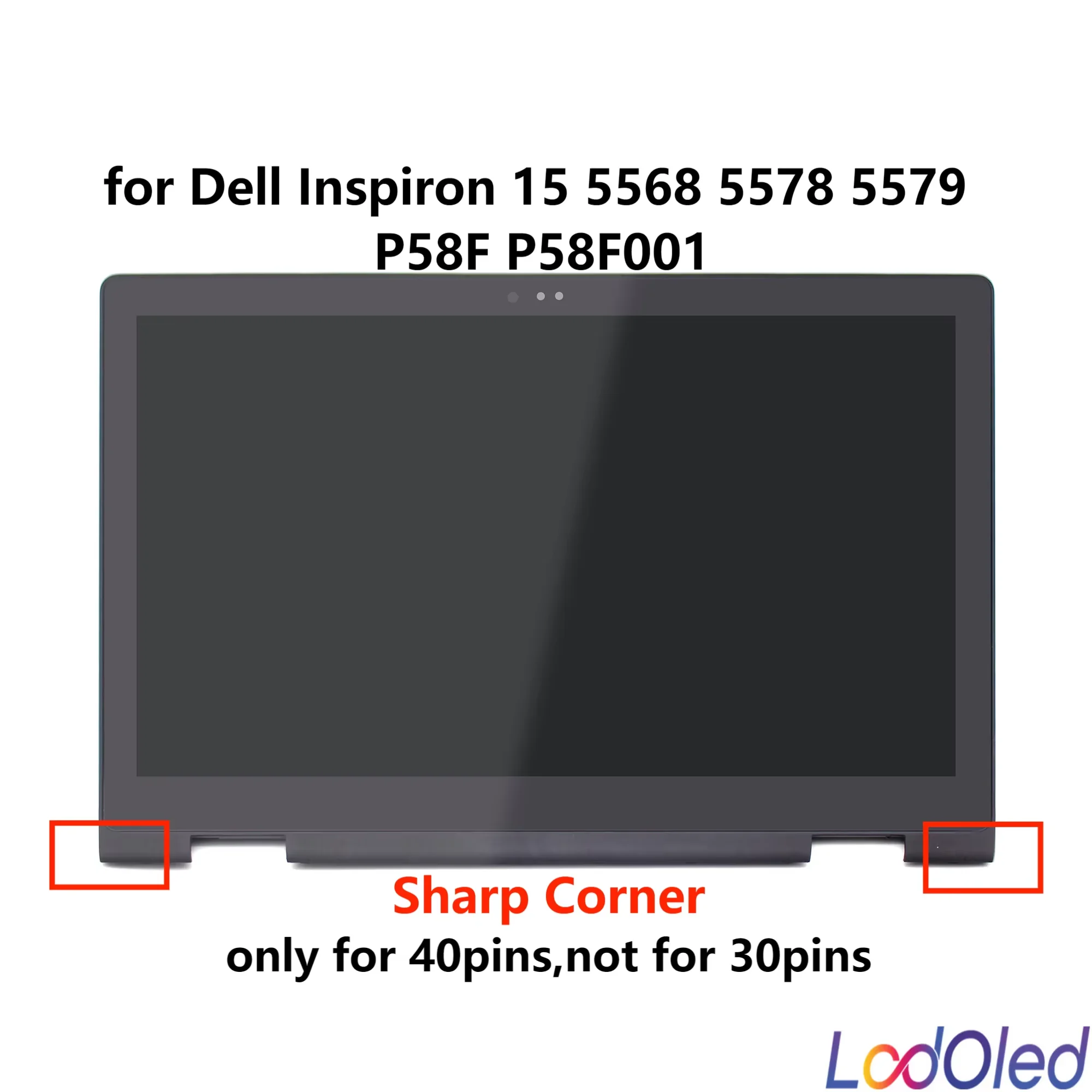 15.6‘’ LED FHD LCD Touch Screen Digitizer Glass Assembly+Frame for Dell Inspiron 15-5568 5578 5579 P58F001 1920X1080 40pins 60hz