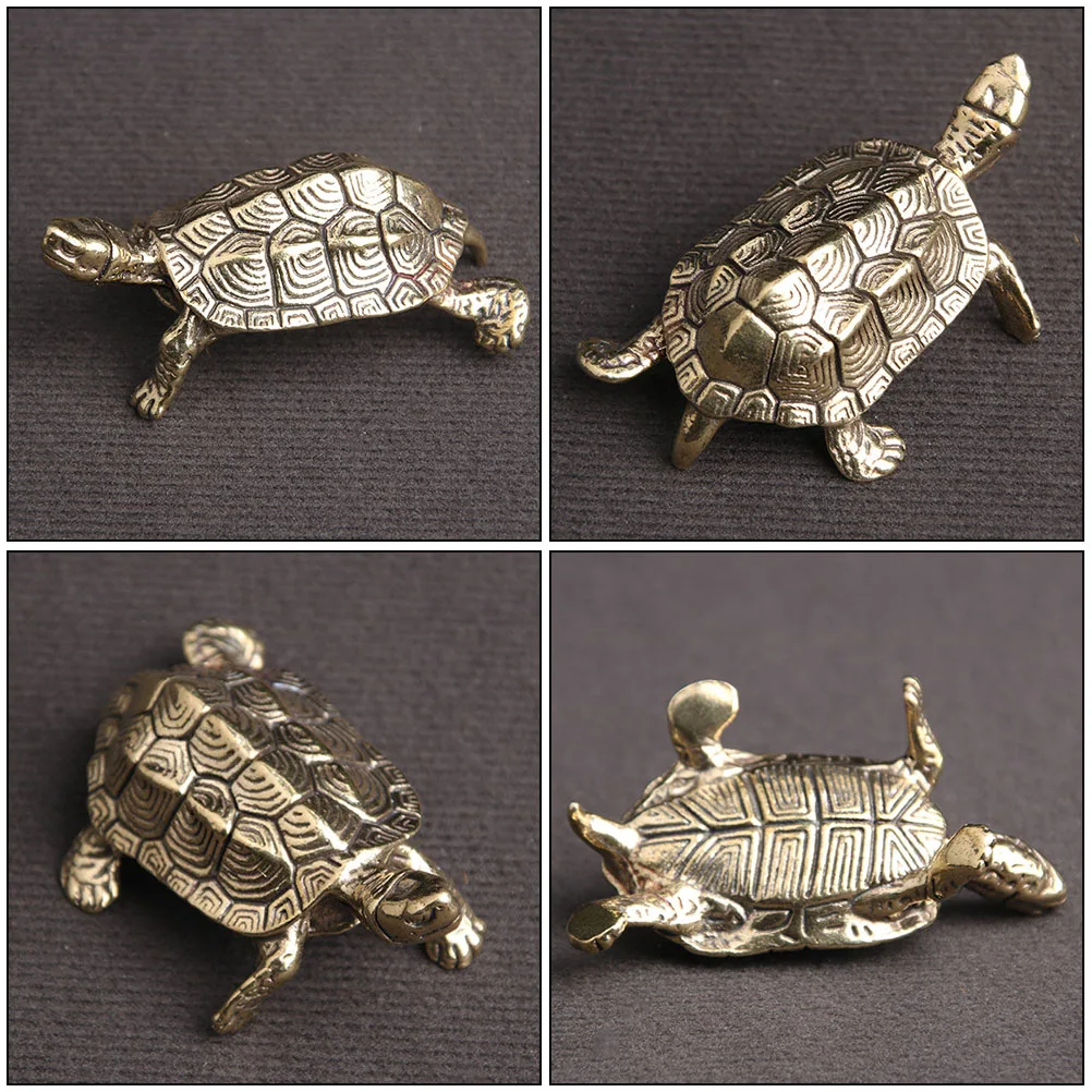 

Brass Turtle Statue for Garden Bonsai Decor Mini Landscape Ornament Solid Design Handmade Durable Cartoon Style Weather