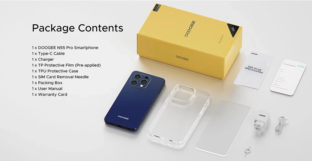 Global version DOOGEE N55 PRO Mobile Phone 6.56" 90Hz IPS Screen Telephone Portable 4GB+128GB 13MP 5150mAh Smartphone Android 14