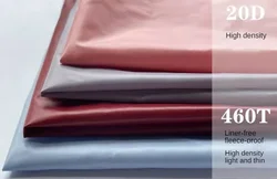 20D Nylon High-density Down Jacket Fabric By The Meter for Clothes Coats Sewing Oil Surface Plain Waterproof Cloth Thin Soft Red