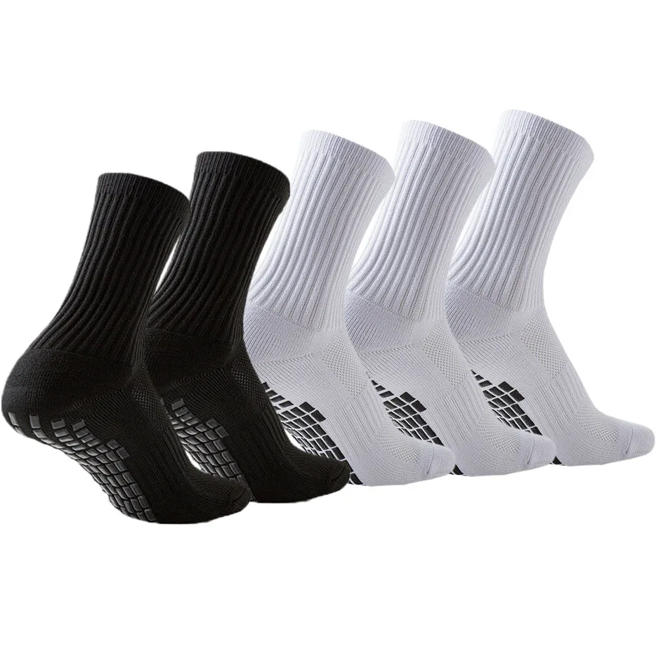 5 Paar Fußballsocken für Herren und Damen, Frottee-Sohlen, Rutschfeste Socken für Basketball, Rugby, Fußball, Laufen, Tennis, Outdoor-Sport